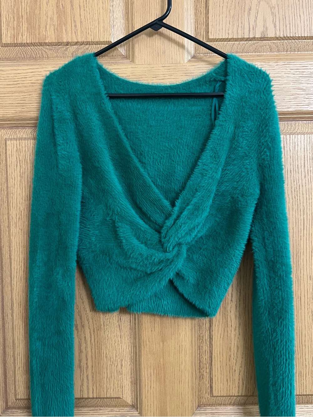Title: Aerie Fluffy-4-Ever Reversible Twist Sweater Green Envy Size M